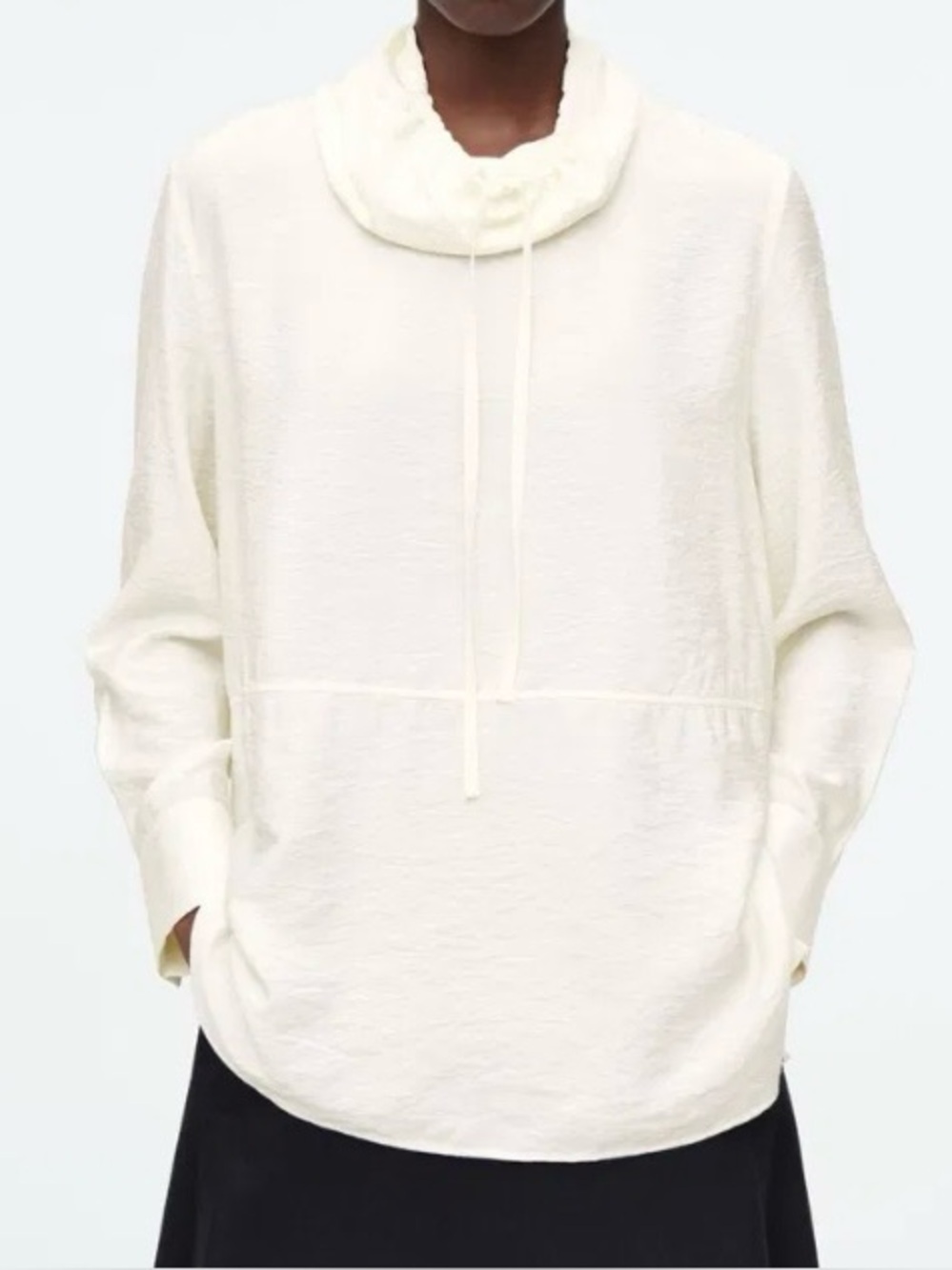 COS Cream Drawstring Funnel-Neck Sweatshirt